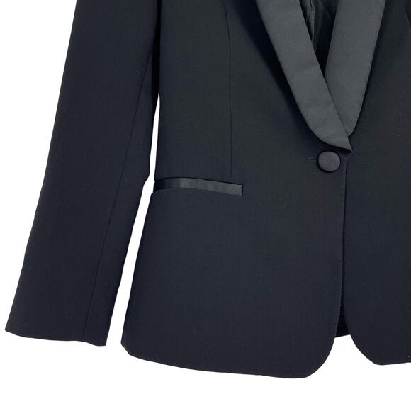 Zara Basic Collection Satin Lapel Tuxedo Blazer Black Fitted Size XS - Picture 10 of 13